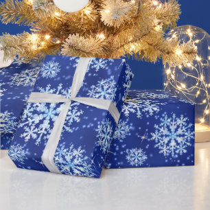 Presente Neve Flocos Papel Azul de Enrolamento