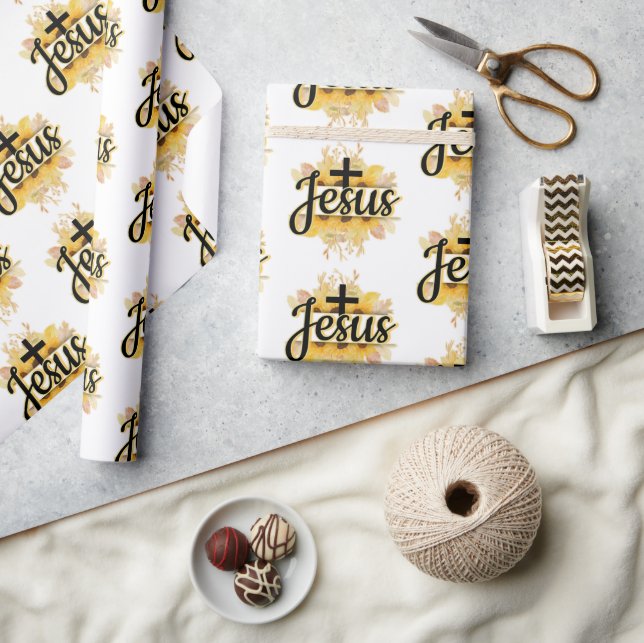 Presente Nome de Jesus com girassóis e papel de enrolamento (Artesanato)