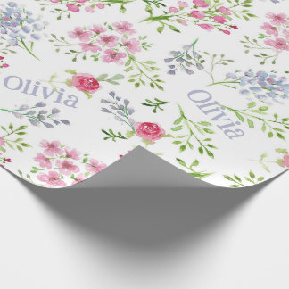 Presente Nome Personalizado Papel Floral de Bebê