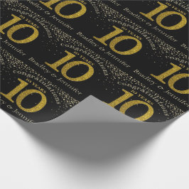 Presente Número 10 Papel de Aniversário Dourado de Literatu