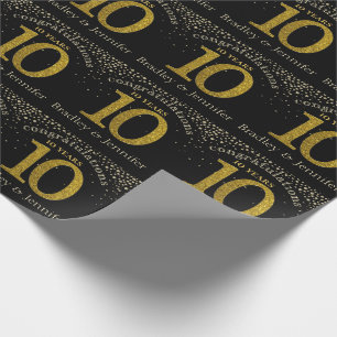 Presente Número 10 Papel de Aniversário Dourado de Literatu