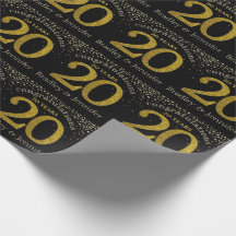 Número 20: Papel Dourado de Aniversário de Glitter