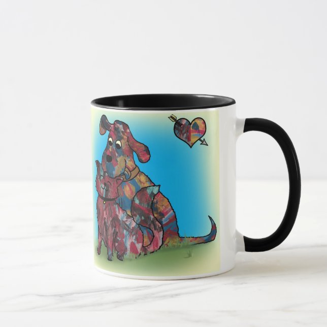 Presente original - amantes do cão e gato - caneca (Direita)