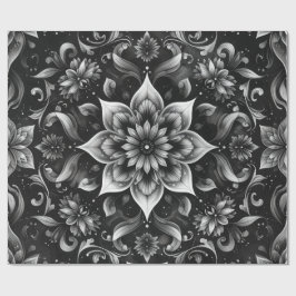 Presente Ornamentado de papel de enrolamento floral monocro