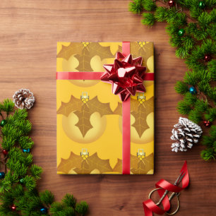 Presente Ornamento Dourado sobre papel de enrolamento Doura