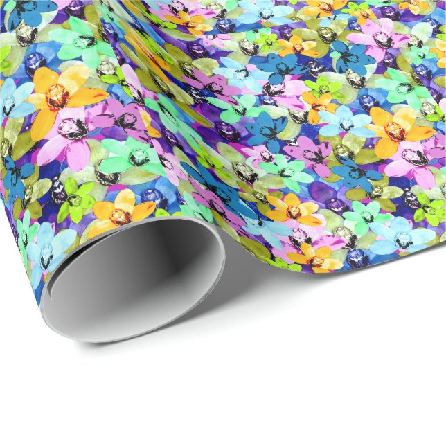 Presente Orquídea Extravaganza Watercolor, Papel de Quebra  (Ponta do rolo)