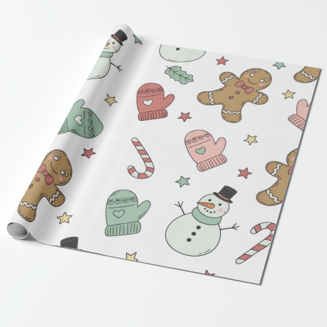 Presente Padrão contínuo de Natal fofo para Papel de embrul (Desenrolado)
