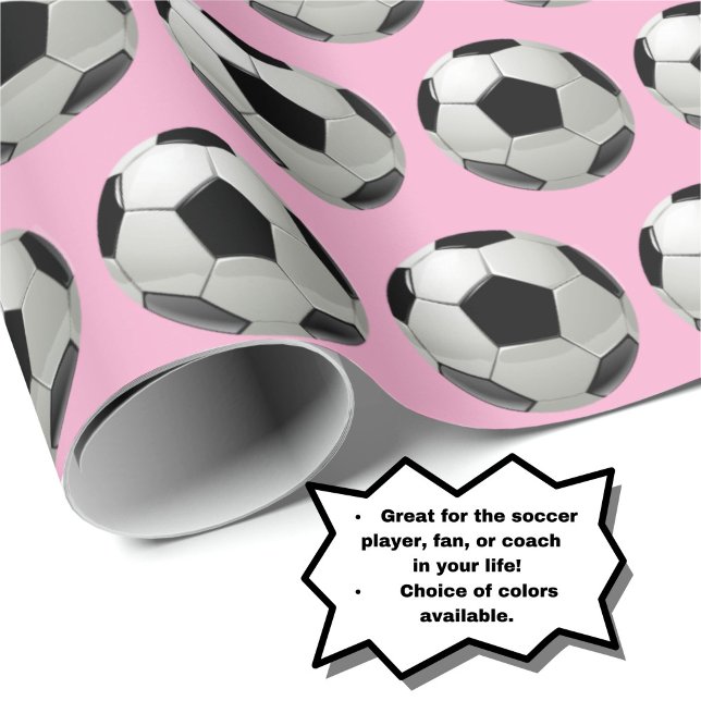 Presente Padrão de Bola de Futebol Divertido no Papel de Em (Add personality to your gift with this fun soccer ball pattern wrapping paper!)