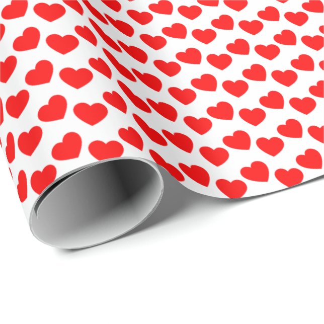 Presente Padrão de Coração Vermelho no Papel de Embalagem B (Ponta do rolo)