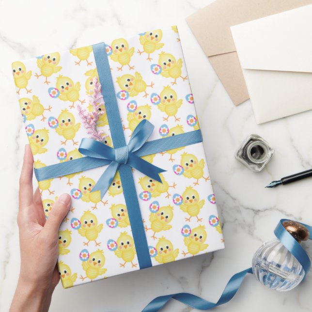 Presente Padrão de Pintinho Amarelo-Cute | Papel para enrol (Presentear)