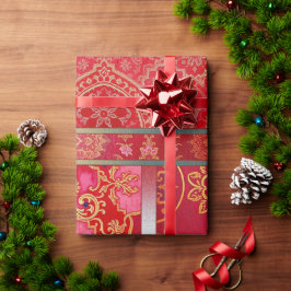 Presente Padrão do Ouro Vermelho ORIENTAL - Papel de enrola