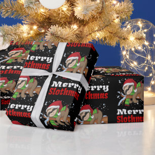 Presente Padrão Feliz Slothmas Natal Divertido Papel de Pre