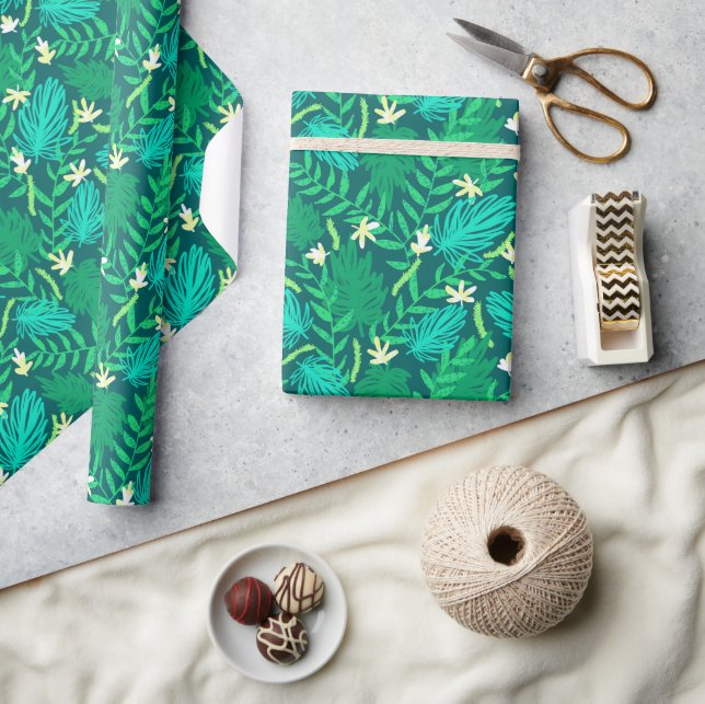 Presente Palma de selva tropical Deixa papel de enrolar (Artesanato)