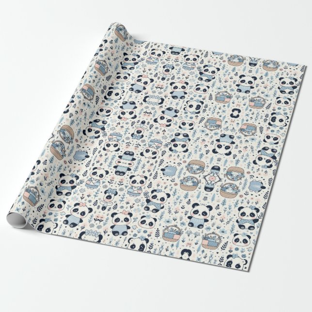 Presente Panda Magic: Adorável Design de Papel de Moldagem (Desenrolado)