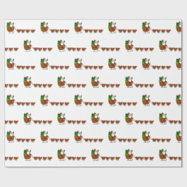 Presente Papai Noel e papel de envolvimento das galinhas