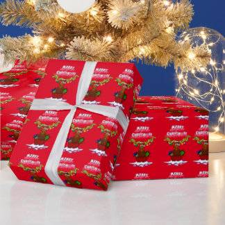 Presente papais noeis "Christmoose Feliz" Papel de enrolame