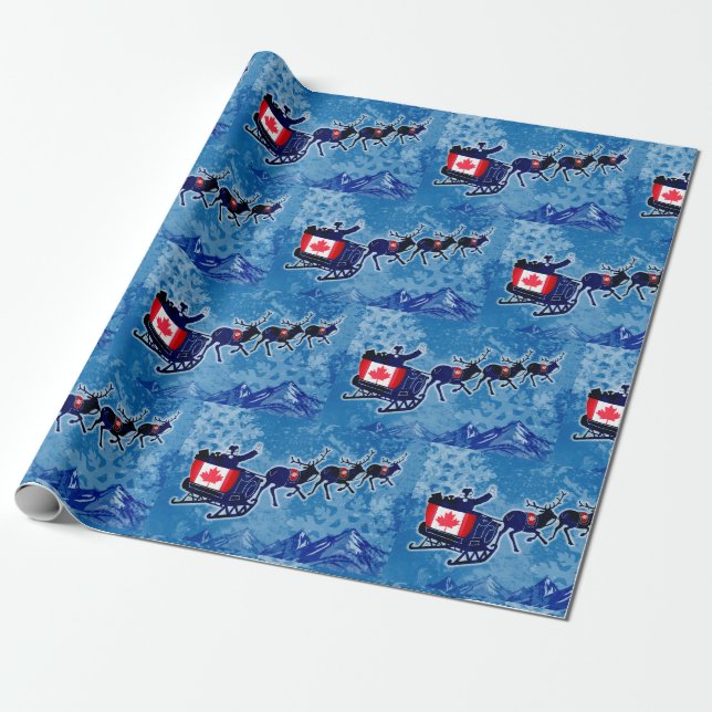 Presente Papais noeis de bandeira do Canadá com papel de em (Desenrolado)