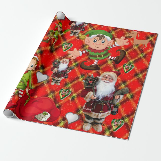 Presente Papais noeis De Papel De Moldagem De Natal Elf (Desenrolado)
