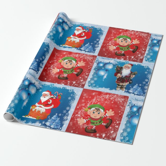 Presente Papais noeis De Papel De Moldagem De Natal Elf (Desenrolado)