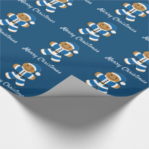Presente Papais noeis Gingerbread Man Blue  Papel de embala