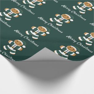 Presente Papais noeis Gingerbread Man Green Papel de embal