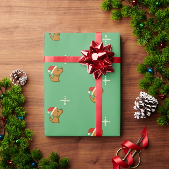 Presente Papais noeis Papel de ondulação de cães (Presente de Natal)