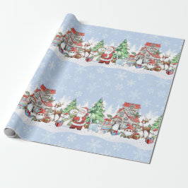 Presente Papais noeis Snowman Reindeer Papel de Molho de Na