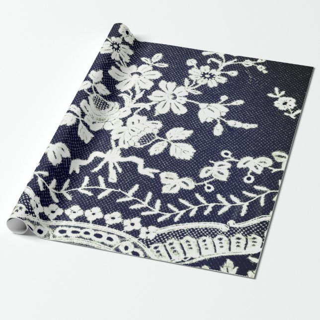 Presente PAPEL ANTICO DE Papel LACE PRETO E BRANCO (Desenrolado)
