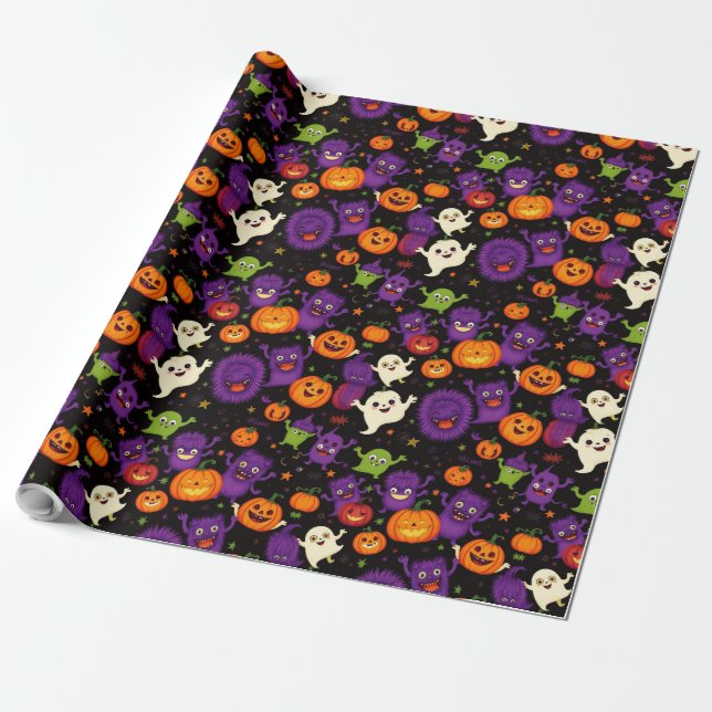 Presente Papel Assustador de Enxertos de Halloween (Desenrolado)