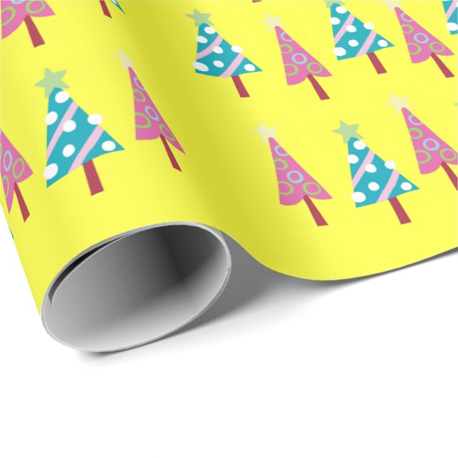 Presente Papel Azul de Embalagem Cor-de-Rosa-Natal Amarelo (Ponta do rolo)