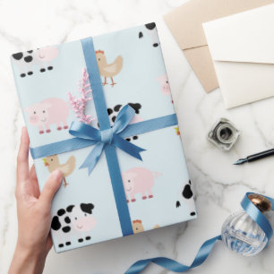 Presente Papel Azul De Embalagem De Animais De Criação