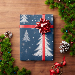 Presente Papel Azul de Embalagem de Natal à Meia-Noite