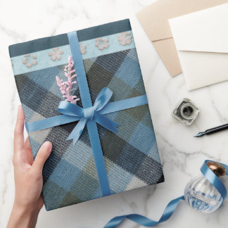 Presente Papel Azul de Moldagem Tartan
