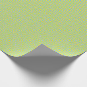 Presente Papel azul e amarelo da luz fina - das listras de