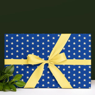 Presente Papel Azul e Dourado de Mola de Natal para Estrela