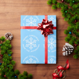 Presente Papel Azul Floco de Neve