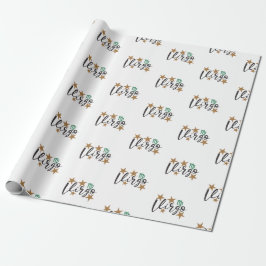 Presente Papel branco de empacotamento de sinais da estrela