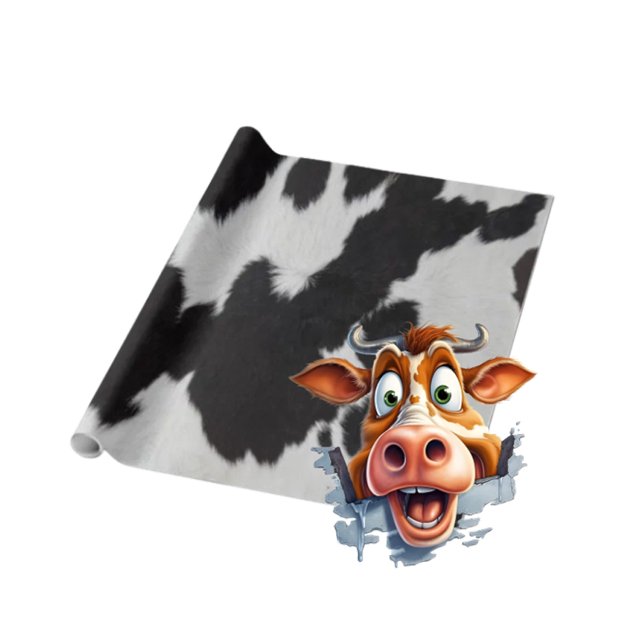 Presente papel branco preto de revestimento de vaca (Black and White Cow )