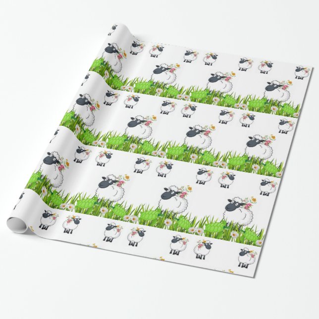 Presente Papel Brilhante, Cartucho De Ovelha (Desenrolado)