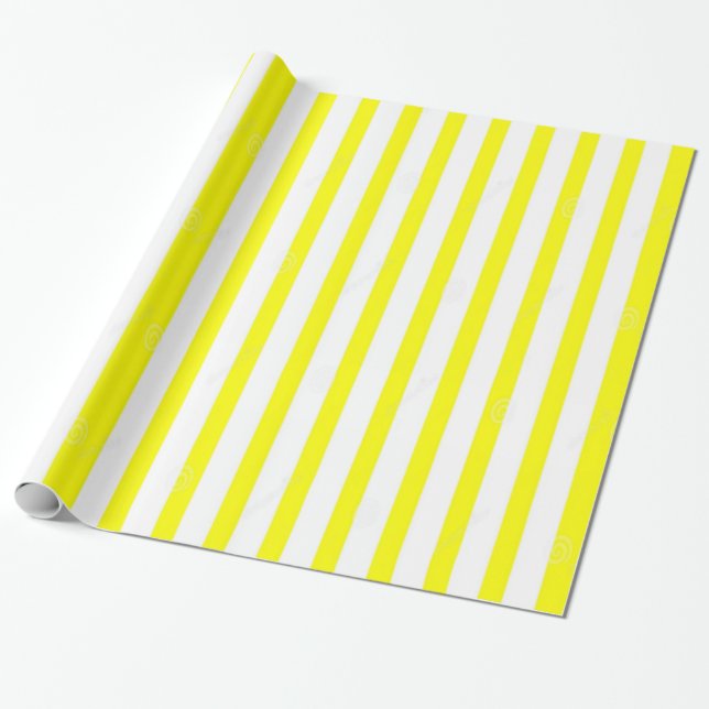 Presente Papel Brilhante de Enrolamento Amarelo e Branco (Desenrolado)