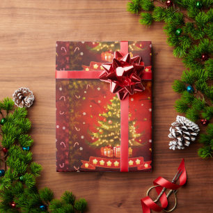 Presente Papel brilhante de enrolamento de árvores de Natal
