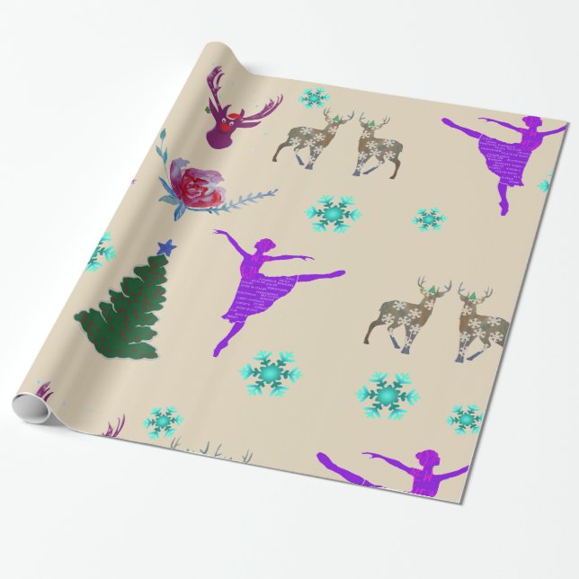 Presente Papel brilhante de enrolamento, feriados felizes d (Desenrolado)