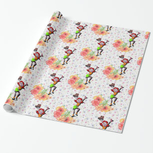 Presente Papel Brilhante De Enrolamento, Patinação Floral
