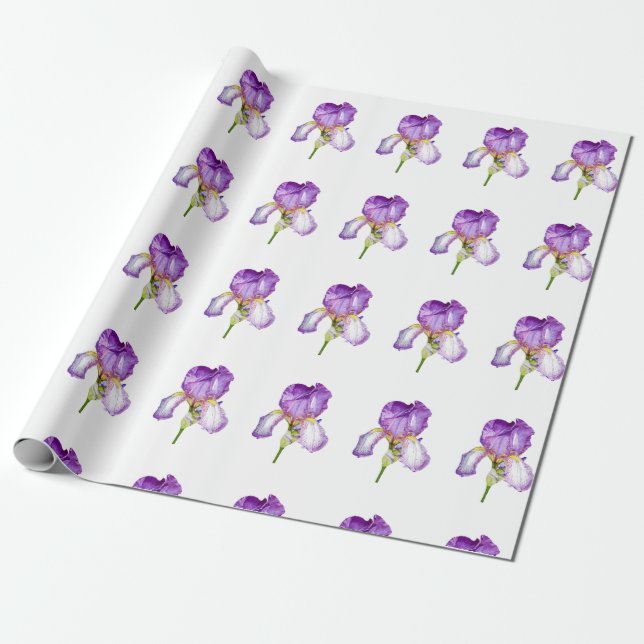 Presente Papel Brilhante De Moldagem De Padrão Iris Roxo (Desenrolado)