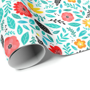 Presente Papel Brilhante De Moldagem Floral Verde