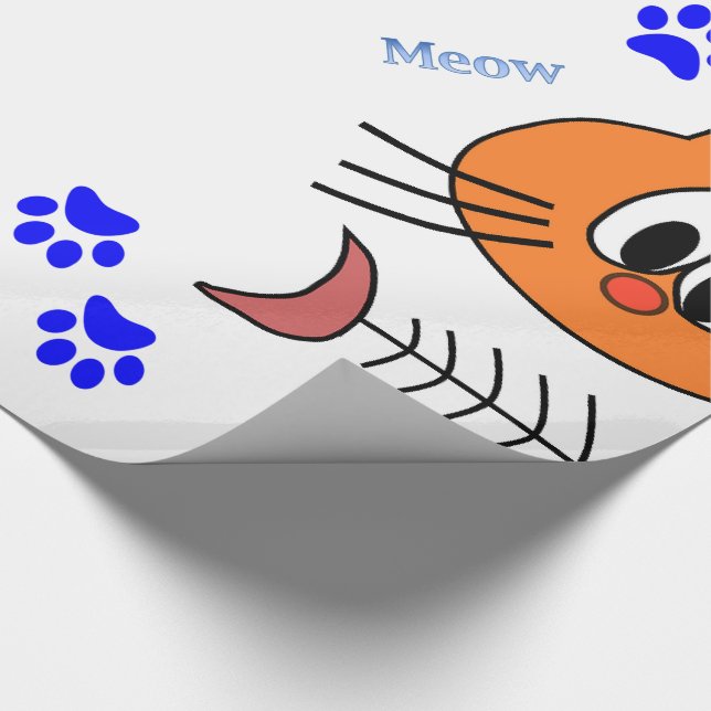 Presente Papel Brilhante, Ossos De Peixe De Miau (Ponta)