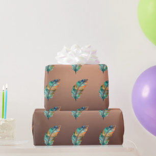 Presente Papel Colorido de Cobre Brilhante Penas Laranja Ve