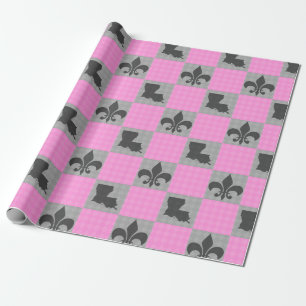 Presente Papel cor-de-rosa e cinzento do envoltório de