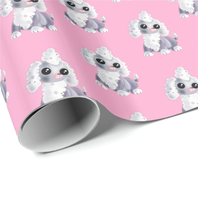Presente Papel cor-de-rosa para enrolamento com Cachorro de (Ponta do rolo)