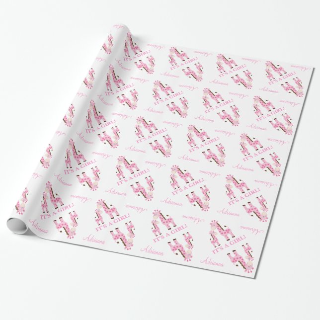 Presente Papel cor-de-rosa para enrolar Chá de fraldas Gira (Desenrolado)